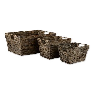 Design Imports Set of 3 Hyacinth Baskets Gray Wash - 1 of 4