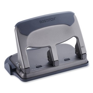 Bostitch 40-Sheet EZ Squeeze Antimicrobial Protected Heavy-Duty Three-Hole Punch, 9/32" Holes, Gray - 1 of 1