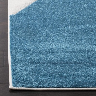 Peacock Blue Fuchsia Mid-Century Modern Synthetic Area Rug - 2'3" x 4'