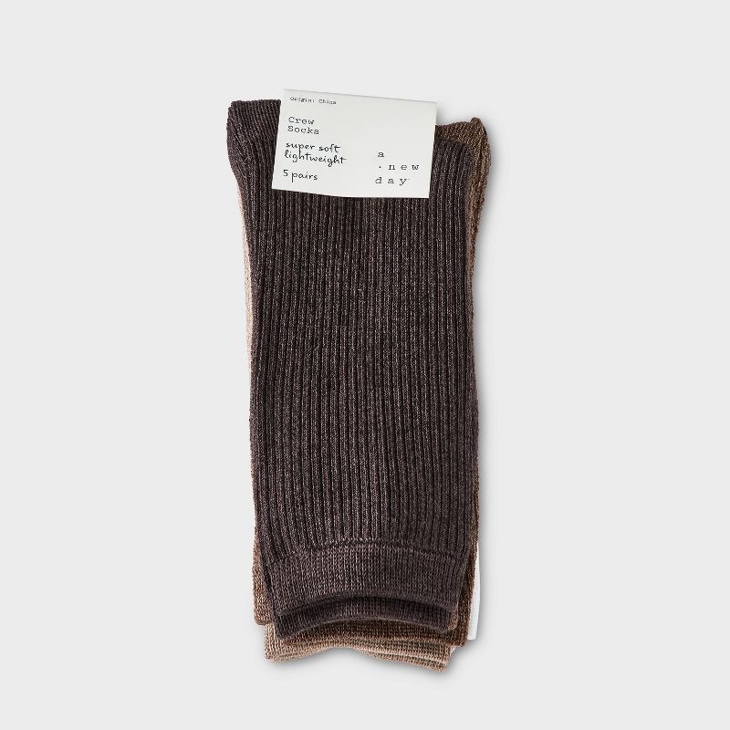 Women's 5pk Super Soft Textured Crew Socks - A New Day™ 4-10, 3 of 5