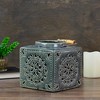 Northlight 6.75" Dark Olive Green Square Crackle Finish Mosaic Cut Out Candle Lantern - 2 of 4