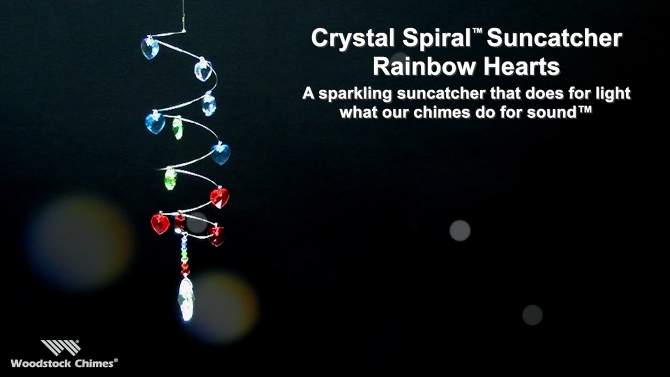 Woodstock Crystal Suncatchers, Crystal Spiral Rainbow Hearts, Crystal Wind Chimes For Inside, Office, Kitchen, Living Room Décor, 9"L, 2 of 8, play video