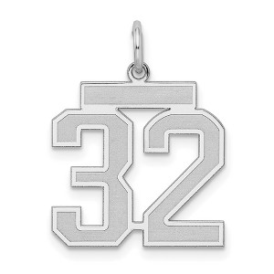Black Bow Jewelry Sterling Silver, Jersey Collection, Medium Number 32 Pendant - 1 of 4