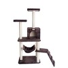 GleePet GP78570923  57-Inch Real Wood Cat Tree In Coffee Brown With Four Levels, Ramp, Hammock And Condo - 2 of 4