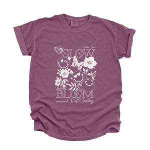 S.W.Smiley Gather, Grow, Glow - Women's Garment Dyed Graphic T-Shirt - 1 of 4