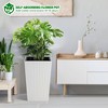 GustoWave 16 Inch Tall Planter Set of 2 Large Rattan Flower Pot with 2 Trays & a Water Level Monitor & Wheels Outdoor and Indoor for Patio, Porch - 2 of 4