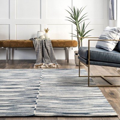 Reba Blue Stripe Handmade Wool-Blend 5' x 8' Area Rug