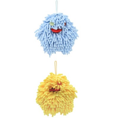 REGALWOVEN Soft Absorbent Chenille Decorative Hanging Ball Hand Towels 2 Pcs