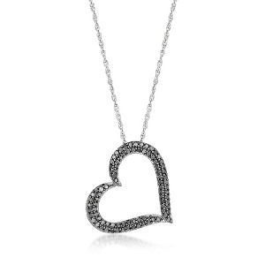Ross-Simons 0.50 ct. t.w. Black Diamond Heart Pendant Necklace in Sterling Silver - 1 of 3