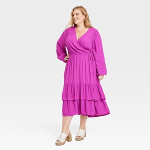 Women's Long Sleeve Wrap Dress - Knox Rose™ - 1 of 3