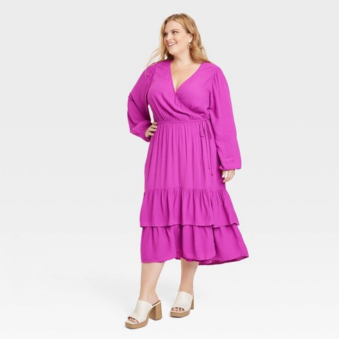 Women's Plus Size Long Sleeve Wrap Dress - Knox Rose™ Pink 4x : Target