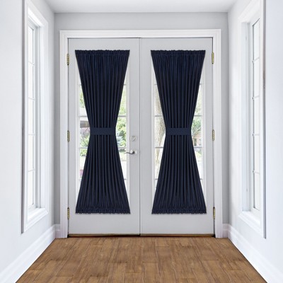 Kate Aurora Country Farmhouse Living Solid Colored Semi Sheer Single Door Curtain Panel With Tieback
