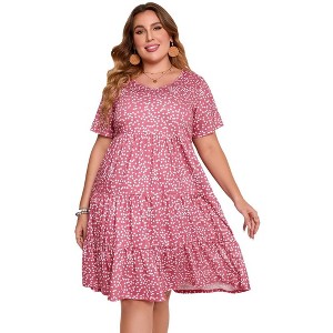 Wrap Midi Dresses A-Line Flare Casual Short Dresses - 1 of 1