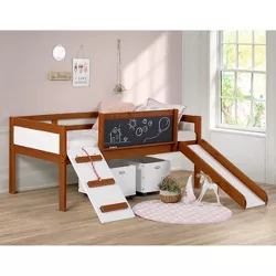 Twin Art Play Junior Low Loft with Toy Boxes In Espresso Finish - Donco Kids