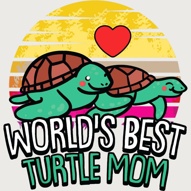 Junior's Design By Humans World's Best Turtle Mom Retro Stripes By animalshop T-Shirt, 2 of 3