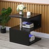 YIYIBYUS S-Shaped End Table with LED Lights Black Nightstand Storage Shelf - 2 of 4