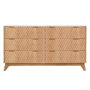 Fluted 6-Drawer Dresser With Faux Marble Top, Modern Curved TV Stand for Bedroom & Living Room, Sturdy Storage Cabinet for TVs Up to 55" - 1 of 4