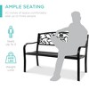 Best Choice Products Outdoor Steel Bench Garden Patio Porch Furniture w/ Floral Design Backrest - 4 of 4