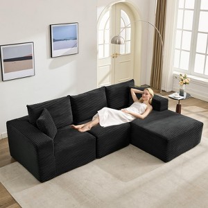 108" Modular Sectional Sofa - L Shaped Boneless Cloud Couch with 67.5" Chaise, Reversible L/R Facing, No Assembly Required, Corduroy Fabric - 1 of 4