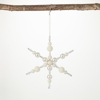 6.75H Sullivans Pearl Snowflake Ornament, White Christmas Ornaments