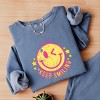 Simply Sage Market S.W.Smiley Keep Smiling Happy Face Lightweight Garment Dyed Sweatshirt - 3 of 4