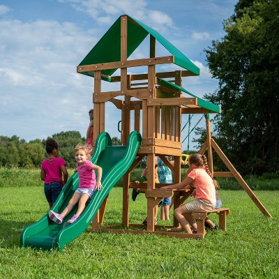 Belmont Cedar Wood Swing Set with Slide and Swings