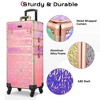 Byootique Rolling Makeup Train Case 4in1 Cosmetic Organizer Travel Case with Detachable Removable Wheels for Makeup Artist Trave Nail, Mermaid Pink - 4 of 4