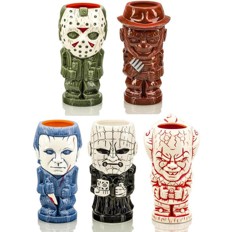 Beeline Creative Geeki Tikis Horror Series 1 Ceramic Mugs Set of 5 |Pinhead, Pennywise, Jason Voorhees, Michael Myers, Freddy Krueger, 1 of 7