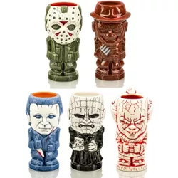 Beeline Creative Geeki Tikis Horror Series 1 Ceramic Mugs Set of 5 |Pinhead, Pennywise, Jason Voorhees, Michael Myers, Freddy Krueger