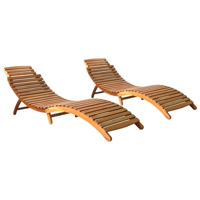 vidaXL Sun Lounger Natural Brown Solid Acacia wood with a natural oil finish