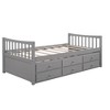 PAGED Twin Daybed Modern Wooden Bed Frame Simple Sofa Bed with 3 Storage Drawers and Trundle for Bedroom, Living - 3 of 4