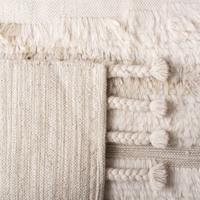 Ivory Hand-Knotted Wool Runner with Textured Accents