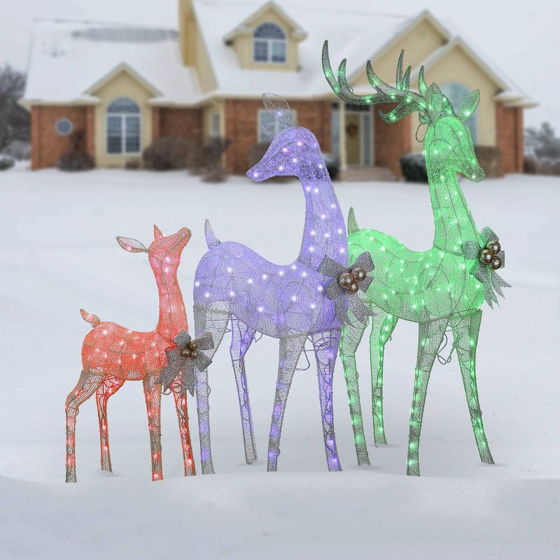 3pc LED Mesh Fabric Deer Family Novelty Sculpture Light Multicolor - National Tree Company, 3 of 7