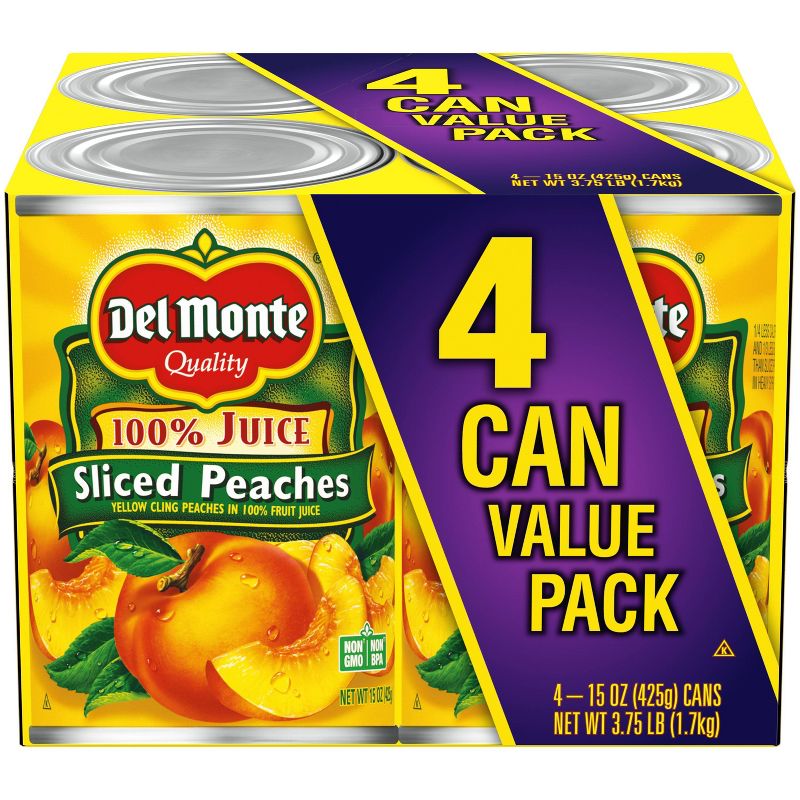 Del Monte Sliced Peaches in 100% Juice - 60oz / 4pk, 1 of 5