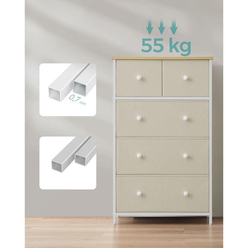 SONGMICS 5 Fabric Drawers Dresser Storage Tower with Unit for-Living-Room Hallway-Nursery, 5 of 10
