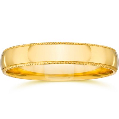 Pompeii3 Milgrain Edge Wedding Band 14K Yellow Gold