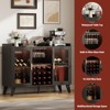 Wine Bar Cabinet with LED Light, Liquor Cabinet with Wine Racks & Glass Holders, Freestanding Coffee Bar Buffet Sideboard for Living Room, Black - 2 of 4