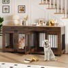Dog Crate Furniture for 2 Dogs, 71'' Dog Crate Furniture, 3 Drawers and Removable Room Divider, Wooden Double Dog Crate TV Stand End Table - 3 of 4