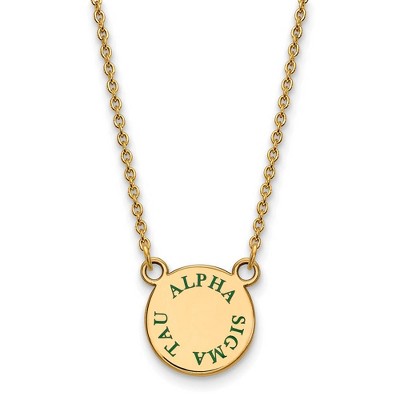Black Bow Jewelry 14k Yellow Gold Plated Sterling Silver Alpha Sigma Tau Greek Life Necklace 18 Inch