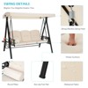 COWLOWN Beige 3 Seat Outdoor Patio Swing Chair for Adults, Adjustable Canopy, Removable Cushion, Ideal for Backyard, Garden, Poolside & Balcony - 2 of 4