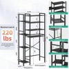 8 - Tier Over Toilet Storage with Side Rack, Adjustable Shelf Drain Basket, Freestanding Bathroom Organizer - 2 of 4