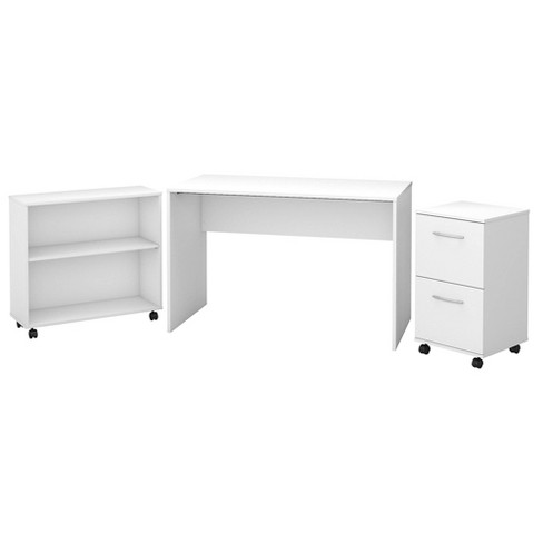 Bookcase Pure White Bush Furniture, Small Desk With File Cabinet