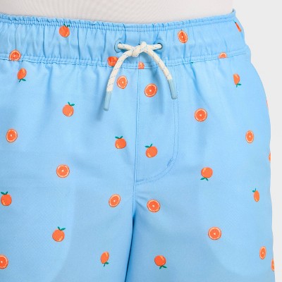 Cat & Jack Boys' Fruit Printed Swim Trunks - Cat & Jack™ Light Blue/ Orange M — фото 3