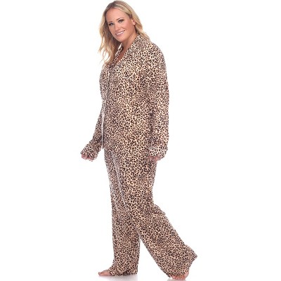 Women's Plus Size Long Sleeve Pajama Set Brown 3x - White Mark : Target