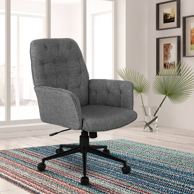 Modern Upholstered Tufted Office Chair with Arms Gray - Techni Mobili