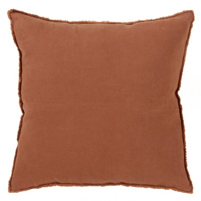 Saro Lifestyle Fringed Design Down Filled Throw Pillow Terracotta