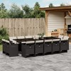 vidaXL 15 Piece Patio Dining Set with Cushions - Black Poly Rattan - Outdoor Garden Dining Furniture - 2 of 4