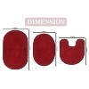 Double Ruffle Bathroom Rugs Set, Washable Rug, Extra Soft and Absorbent bath Rug, Kitchen Mat, Bath Mat Set,Non-Slip, 3 Pcs Set with Contour, Red - 3 of 4