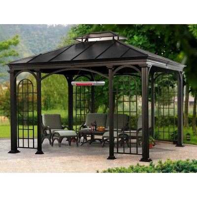Silver Wall Mounted Infrared Electric Outdoor Heater with Remote