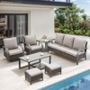 Belord 7PCS Outdoor Patio Furniture Set, All Weather Brown Wicker Outdoor Conversation Set with Sofa, Swivel Chair, Ottoman, Coffee Table, Side Table - 2 of 4